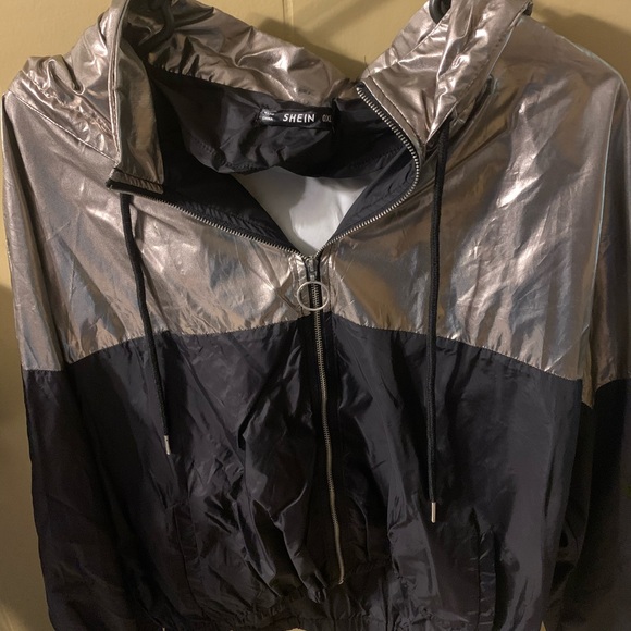 SHEIN Plus Cut And Sew O-Ring Zipper Hoodie Jacket - Picture 8 of 9